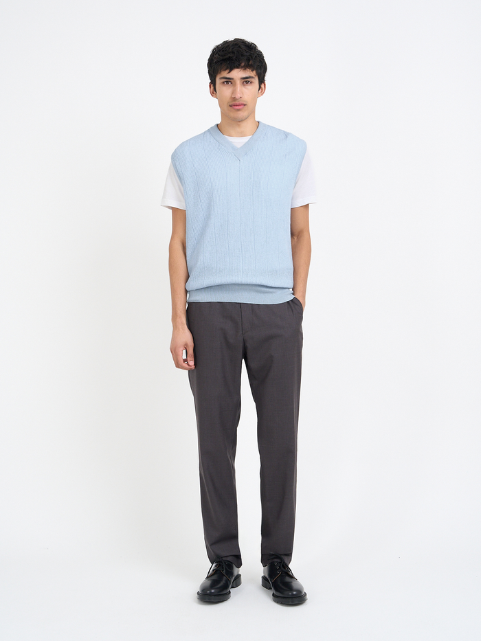 Graves V Neck Vest Overton Sky Blue