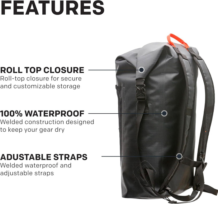 Grundens Bootlegger Roll Top Backpack 30L - Black