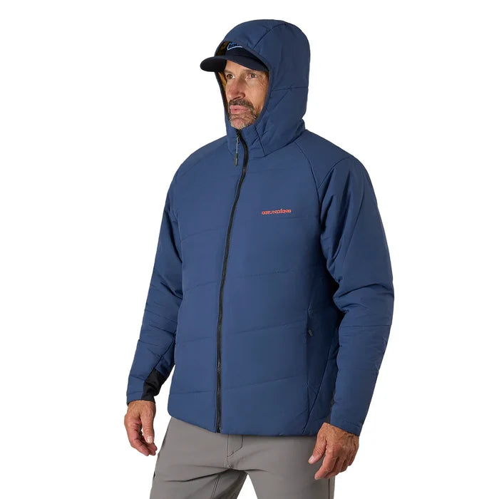 Grundens Turbulence Insulated Hoody Navy w/ Hood Up