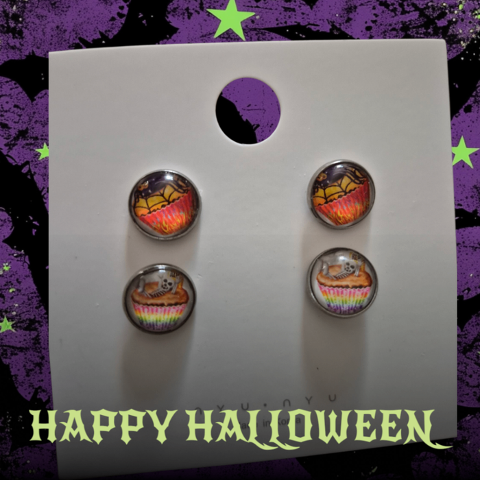 Halloween spider and skeleton earrings