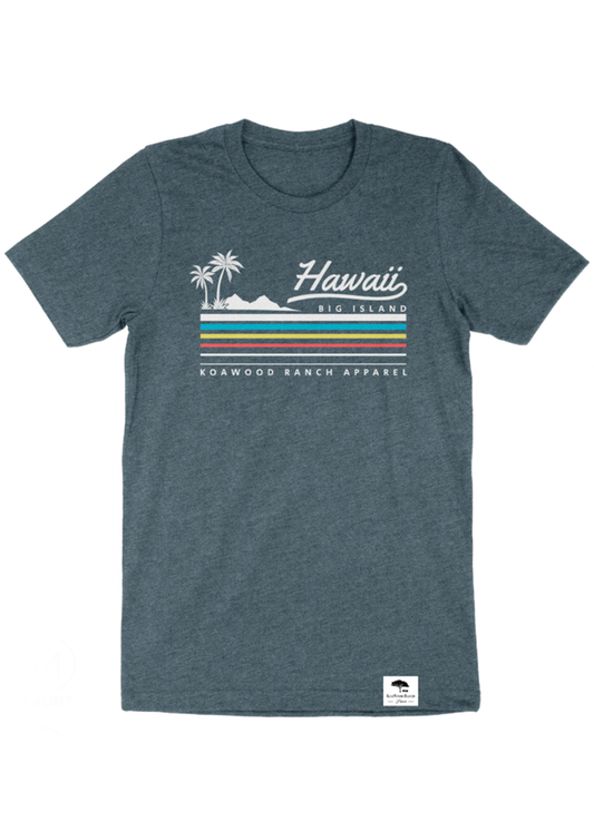 Hawaii Big Island Rainbow Short Sleeve Tee - Heather Slate