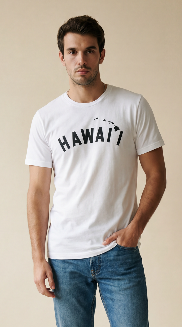 Hawaii Island Chain Short Sleeve Tee - White