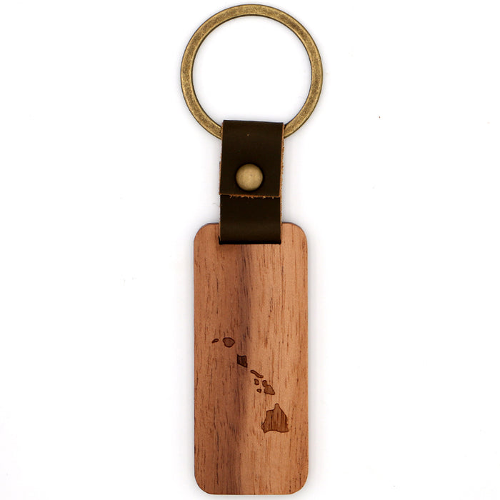 Hawaii Islands Koa Wood Keychain