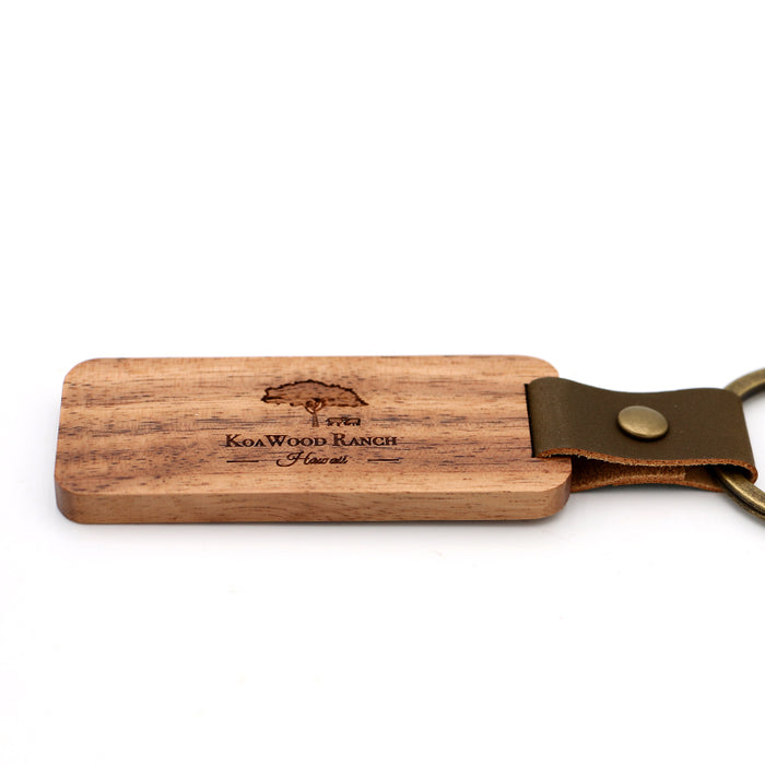 Hawaii Islands Koa Wood Keychain - Back View