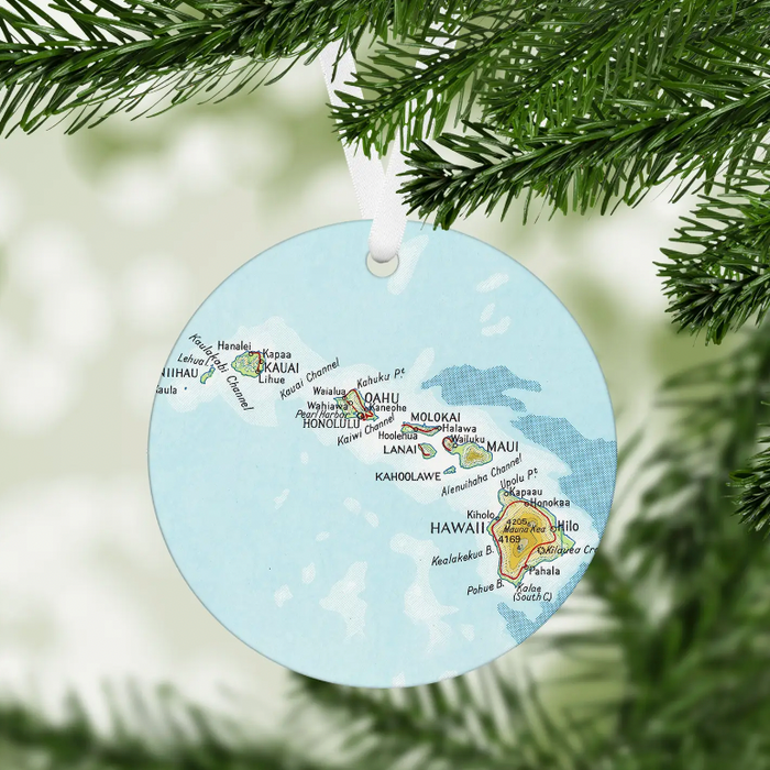 Hawaii Islands Map Aluminum Ornament
