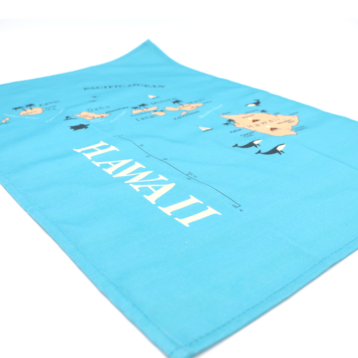 Hawaii Map Tea Towel - Angled View