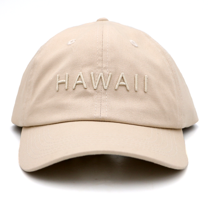 Hawaii Puff Embroidered Dad Hat - Beige