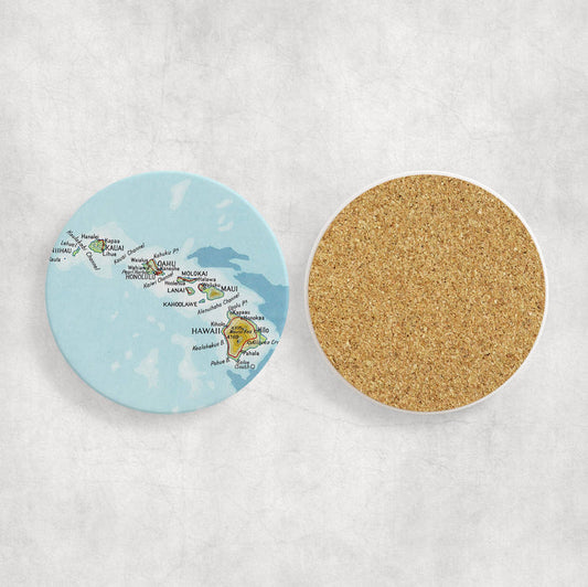 Hawaii Vintage Map Ceramic Coasters