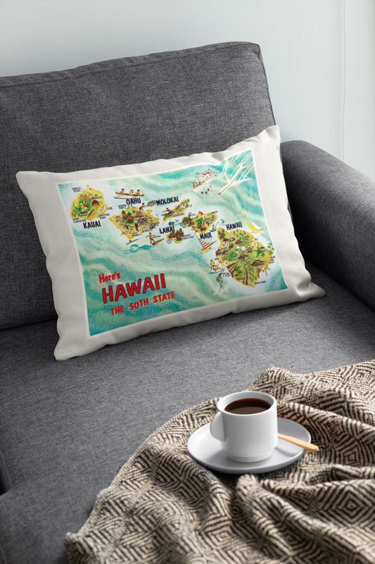 Hawaii Vintage Postcard 12x16" Decorative Pillow