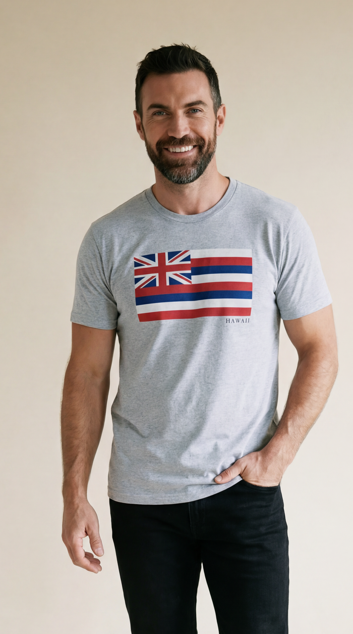 Hawaiian Flag Short Sleeve Tee - Heather Grey