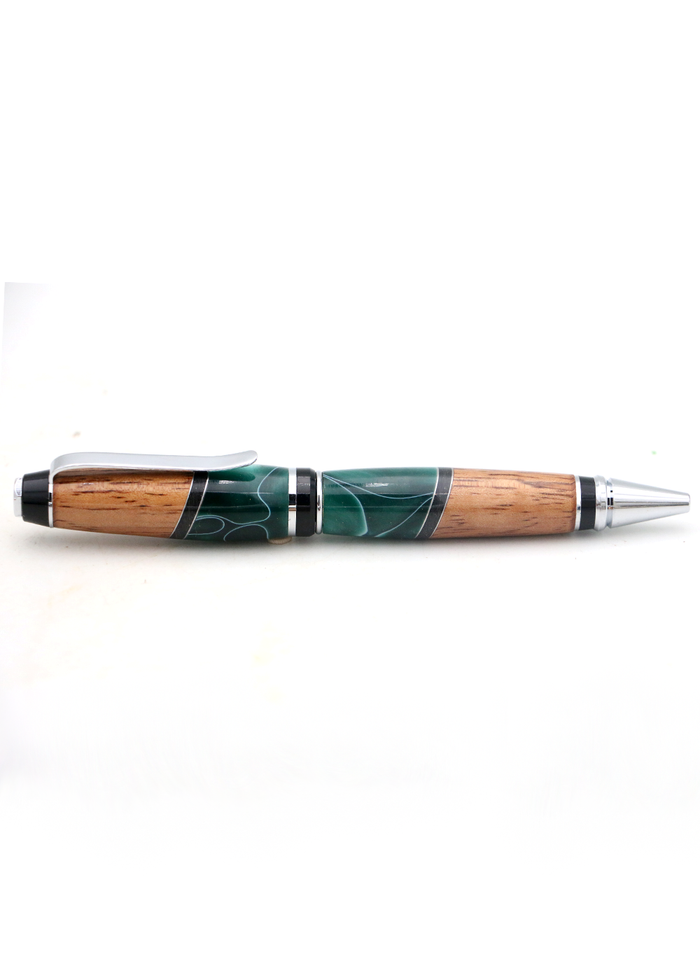 Hawaiian Koa and Forest Green Resin Cigar Pen