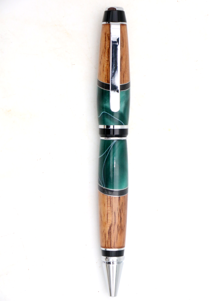 Hawaiian Koa and Forest Green Resin Cigar Pen