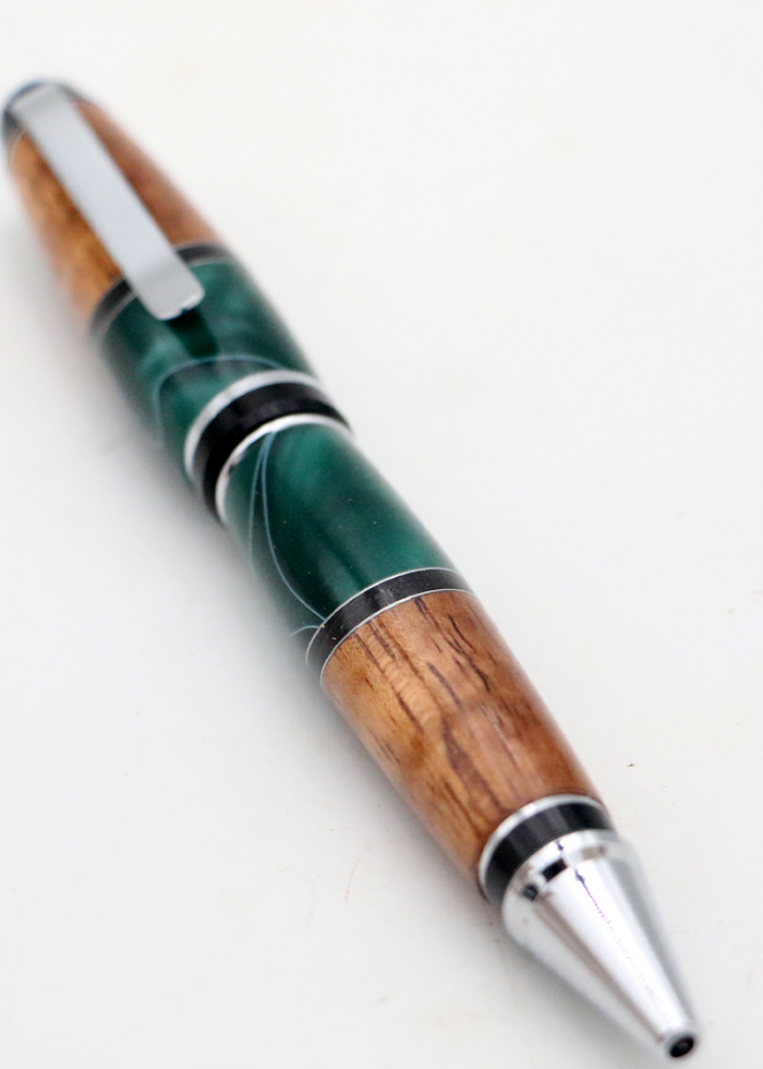 Hawaiian Koa and Forest Green Resin Cigar Pen