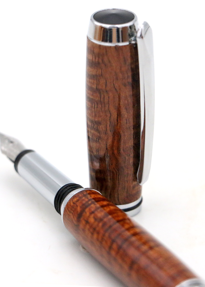 Hawaiian Koa Junior Gentleman Fountain Pen - Chrome