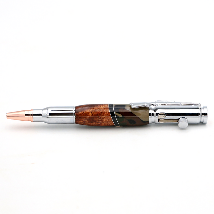 Hawaiian Koa Wood and Resin Rifle Pen with Bolt Action