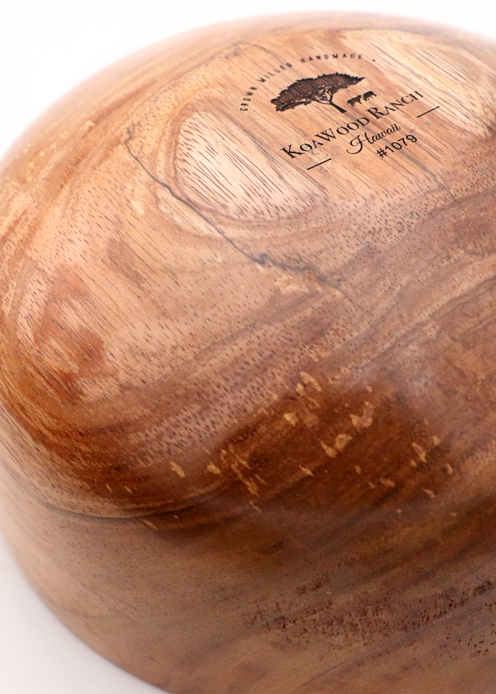 Hawaiian Koa Wood Bowl #1079 - Medium - Bottom View