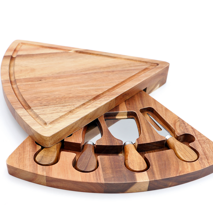 Hawaiian Koa Wood Cheese with Knife Set - Side View
