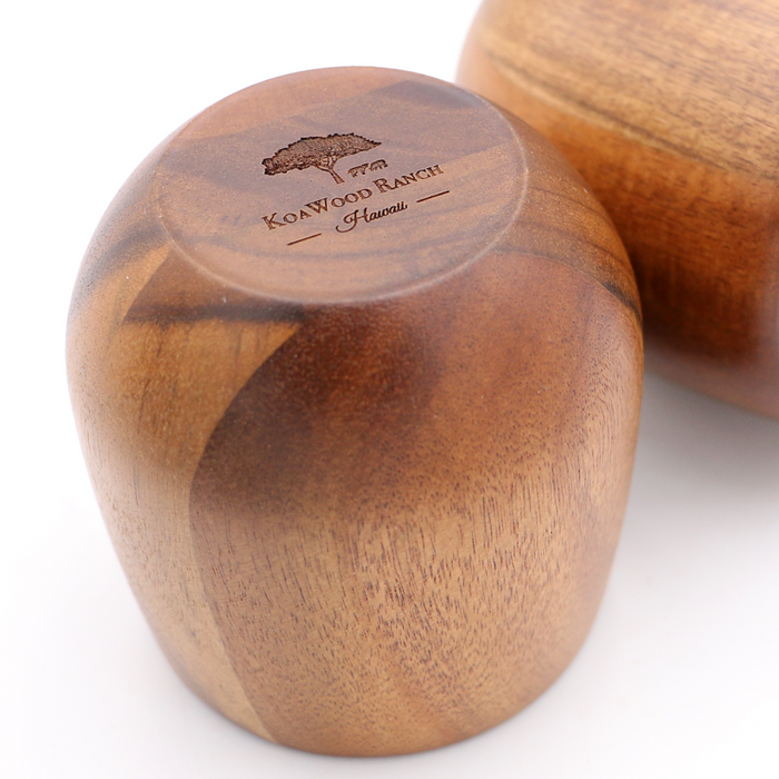 Hawaiian Koa Wood Cups - Set of Two - Bottom View