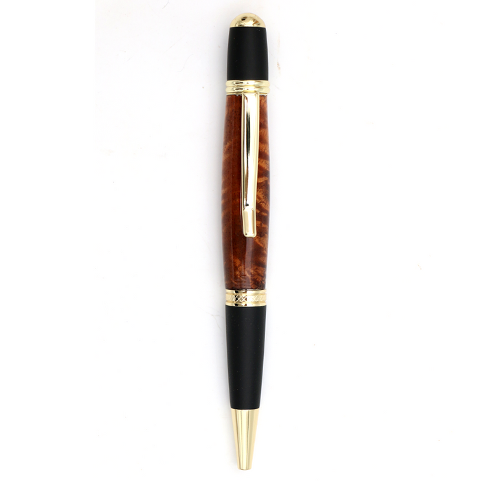 Hawaiian Koa Wood Gatsby Pen - Gold/Black