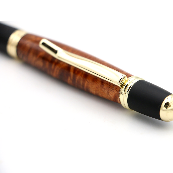 Hawaiian Koa Wood Gatsby Pen - Gold/Black - Top View