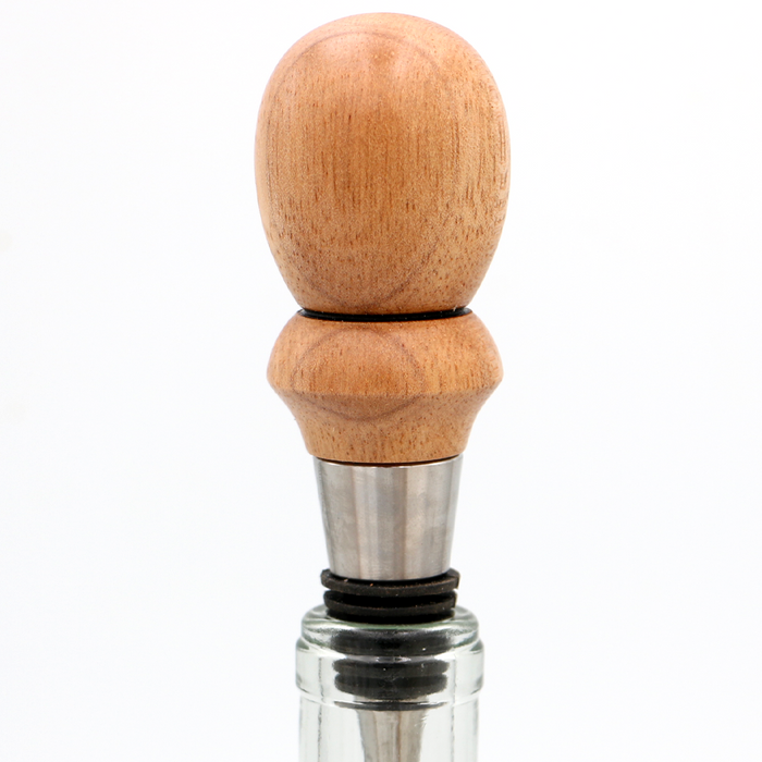Hawaiian Koa Wood Hand Turned Wine Stopper - Top View 1