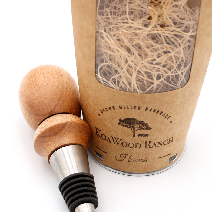 Hawaiian Koa Wood Hand Turned Wine Stopper - Top View 2