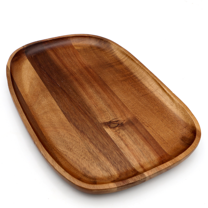Hawaiian Koa Wood Plate - 12" x 8" - Angled View