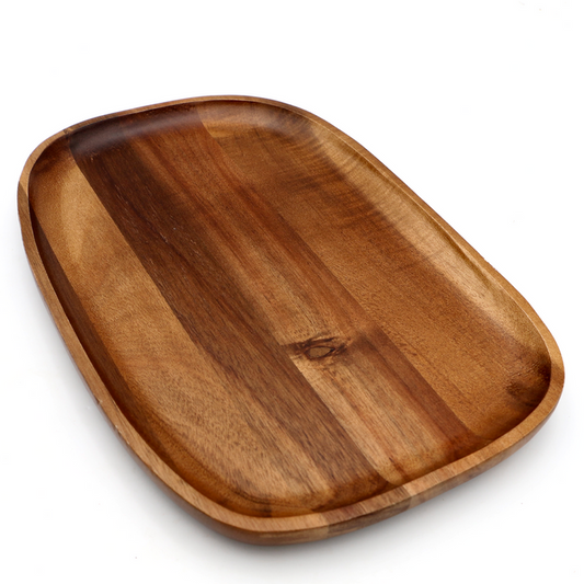 Hawaiian Koa Wood Plate - 12" x 8" - Angled View