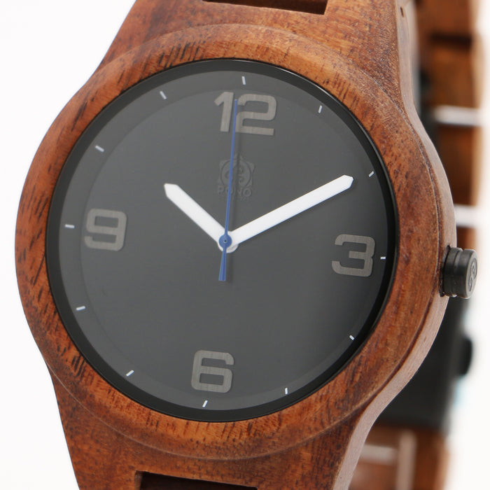 Hawaiian Koa Wood Watch - Minimalist Rounded Face