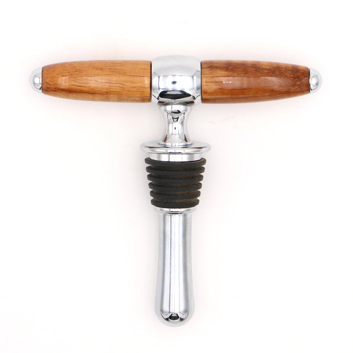 Hawaiian Koa Wood Wine Stopper and Opener Combo - Front View