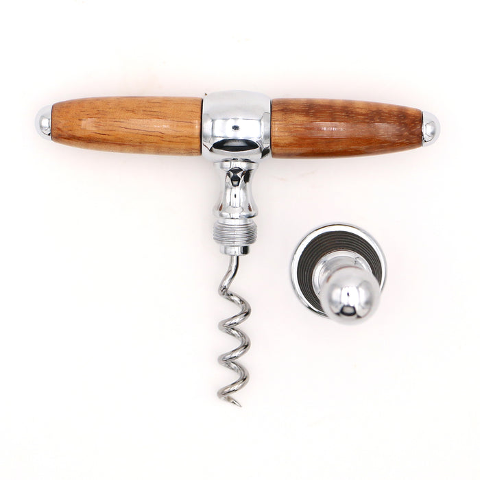 Hawaiian Koa Wood Wine Stopper and Opener Combo - Open View 2
