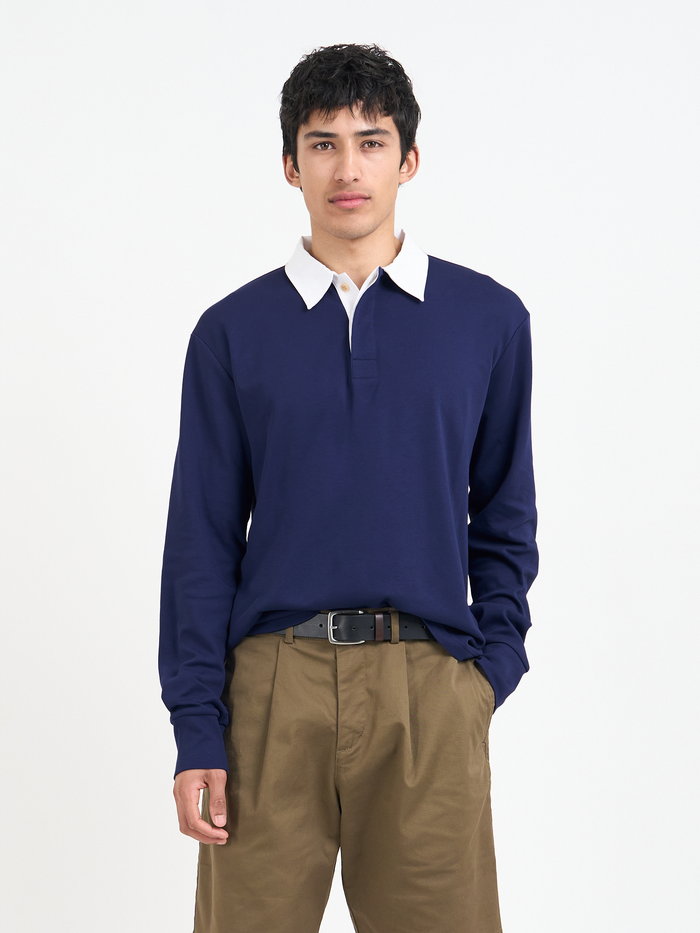 Heavy Long Sleeve Rugby Top Parton Indigo Blue