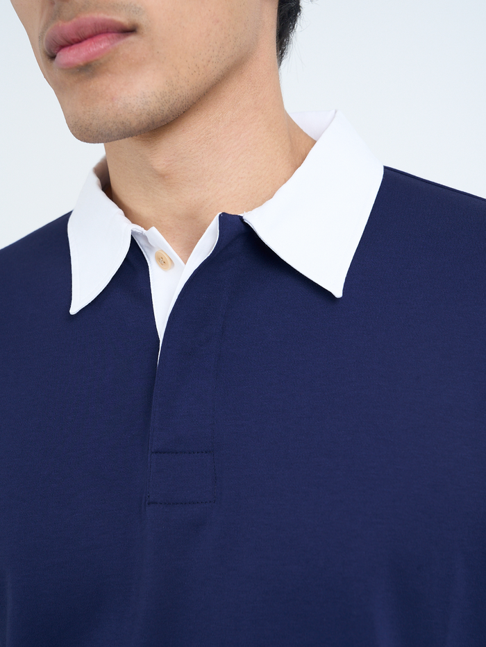 Heavy Long Sleeve Rugby Top Parton Indigo Blue