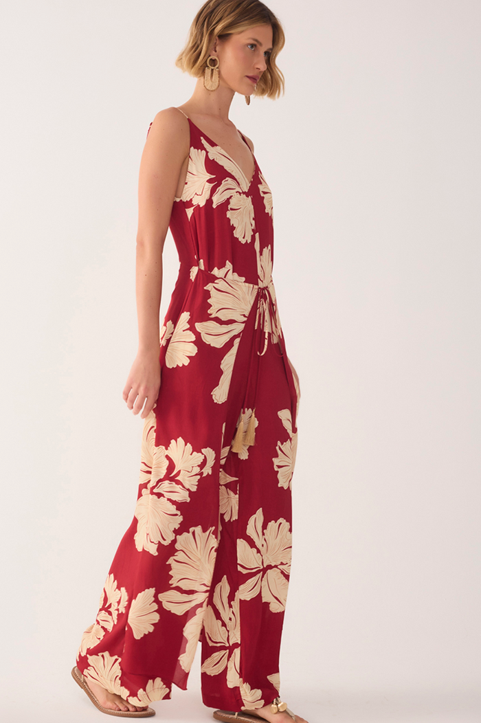 Hibiscus Print Jumpsuit - Side View