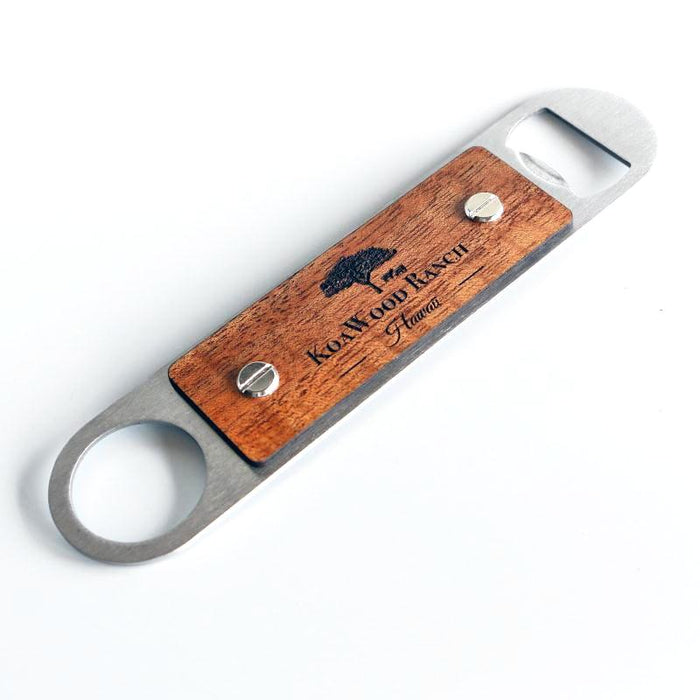 Honu Koa and Stainless Steel Bottle Opener - Back View