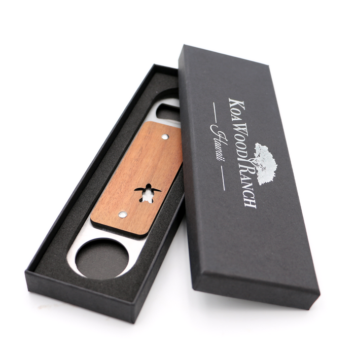 Honu Koa and Stainless Steel Bottle Opener - Open View