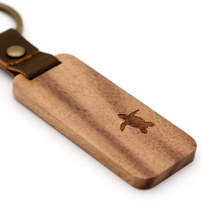 Honu Koa Wood Keychain - Side View