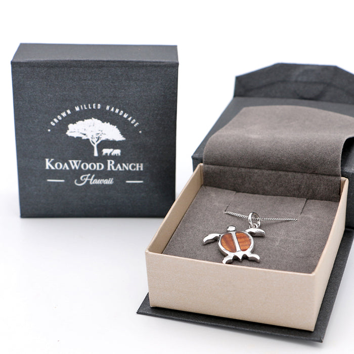 Honu Sterling Silver Koa Inlay Pendant