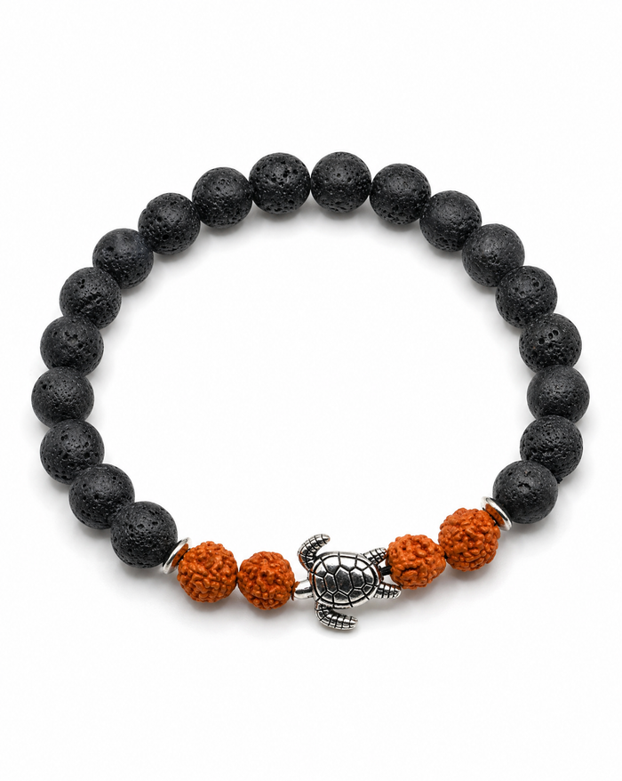Honu with 8mm Lava Bead and Nut Bracelet
