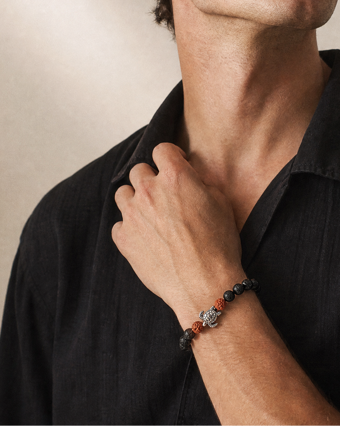 Honu with 8mm Lava Bead and Nut Bracelet