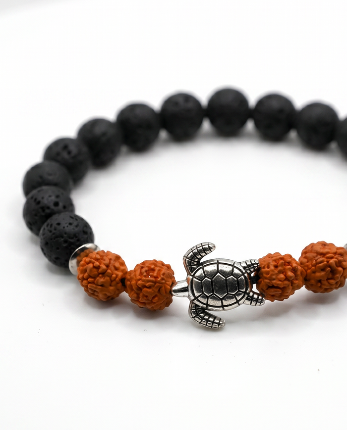 Honu with 8mm Lava Bead and Nut Bracelet