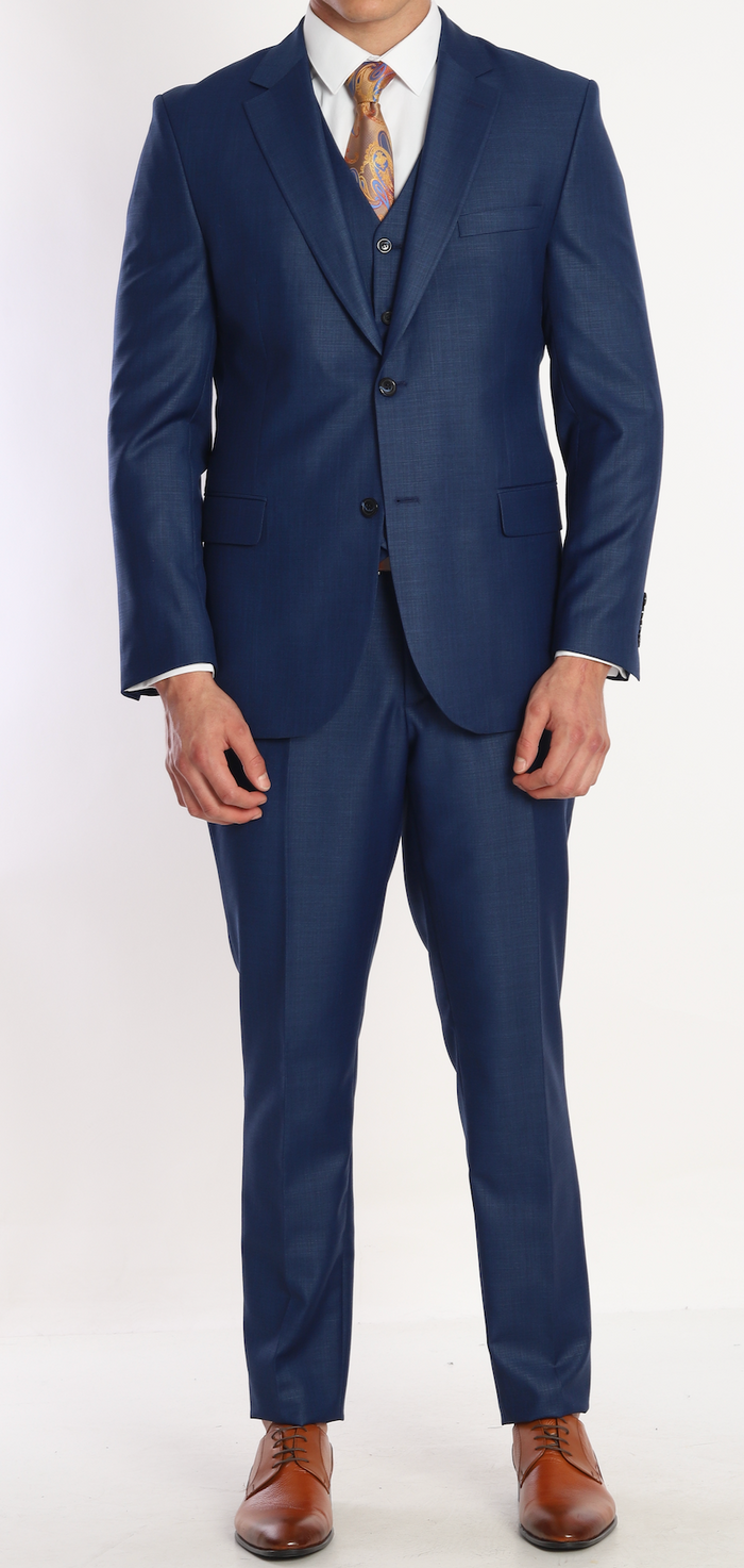 Men's navy plain three piece suit
