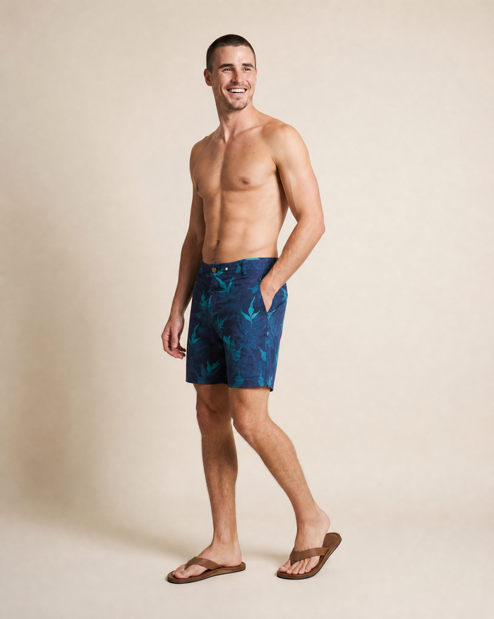 ‘Iwa’iwa Fern Reversible Shorts - Blue
