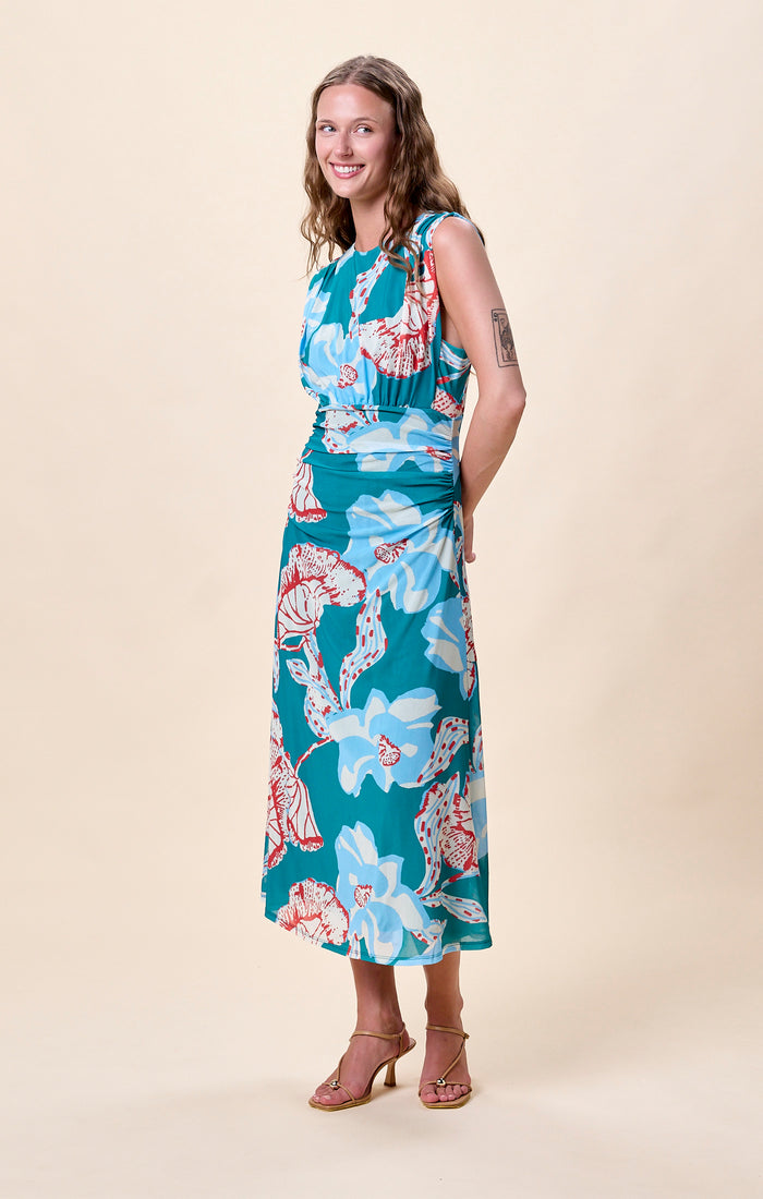 Joelle Midi Dress in La Rouge North Sea