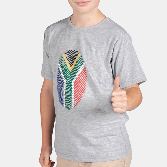 Kid's Junior South African Fingerprint T-Shirt - Grey