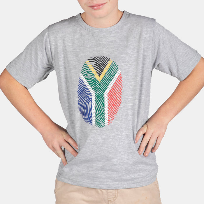Kid's Junior South African Fingerprint T-Shirt - Grey