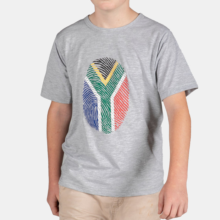 Kid's Junior South African Fingerprint T-Shirt - Grey