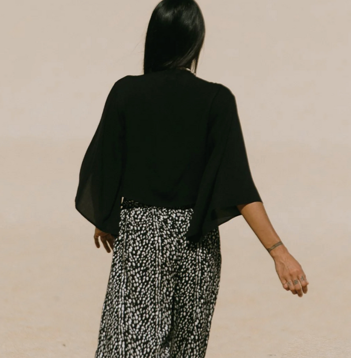 Kimono Top - Black - Top View