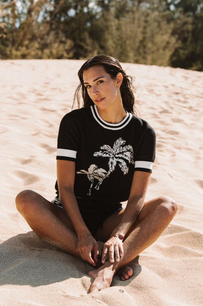 Kirra Knit Top - Black - Top View 3