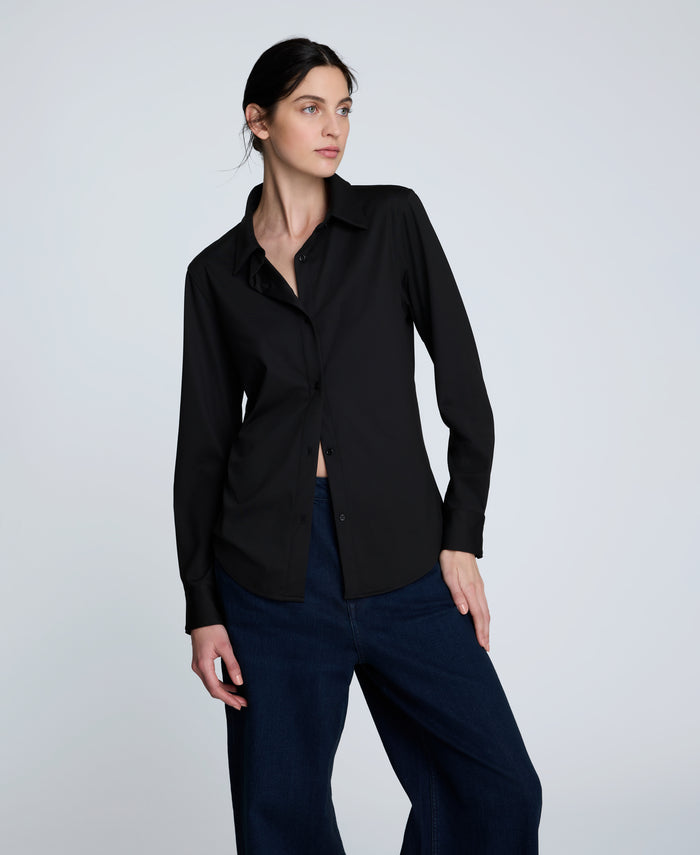 Knit Button Front Long Sleeve Shirt